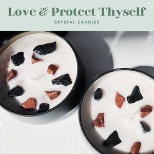 Love & Protect Thyself Crystal Candle | Red Jasper & Black Tourmaline | 4oz